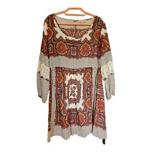 Umgee + paisley print Boho dress sz 1x